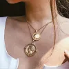 Collier ras du cou en or 14 carats pour femme, chaîne de pièces de monnaie suspendues, pendentif à breloques superposées, bijoux bohème, cadeau, nouvelle collection 2024