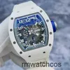 Orologi di lusso da uomo Richardmiler Orologi da polso meccanici automatici Richardmiler Rm030ao Edizione limitata globale di 50 pezzi in ceramica bianca Grigio Blu Colore Hollowe C4W2