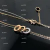 Mode Halsketten Liebe Halskette Designer Jewelr Teil Sterling Silber Doppel Ringe Diamant Anhänger Rose Gold für Frauen Kette