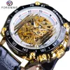 Forsining Neue Goldene Brücke Design Getriebe Bewegung Innen Durchbrochene Arbeit Steampunk Herren Uhren Top Marke Luxus Mechanische Armbanduhr Watch299L