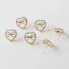 Stud Earrings 2PCS For Women 2024 Heart Bow Studs Superior Quality With Zircon Love Brass Gold Plated Accessories