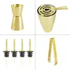 112st Gold Boston Cocktail Shaker Bar Shakers Set Bartenders Barware Tools Wine Pourer Jigger Accessories With Bamboo Stand 240104