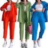 Vêtements de nuit pour femmes Pyjamas solides pour femmes Deux pièces Ensemble à manches longues Chemise boutonnée Lâche Pantalon à jambes larges Costumes Tenues pour dames