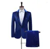 Ternos masculinos veludo bronzeamento guarnição blazer homens projetos jaqueta trajes de palco para cantores roupas dança estilo estrela vestido azul