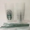 Wiederverwendbarer 24oz/710ml Starbucks-Becher, klassischer transparenter Becher, hochwertiger, transparenter Strohhalmbecher, begleitender Becher aus Kunststoff BJ