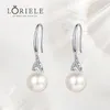 Studörhängen Loriele Nature Pearl Dangle 10mm Freshwater Drop VVS Moissanite Diamond 925 Silver Fine Jewelry