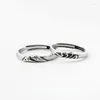 Anéis de cluster um par de s925 prata esterlina simples homens e mulheres anel amantes 'o voto eterno amor retro pulseira