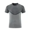 LU009 Men Yoga Outfit Gym T shirt Exercise Fitness Wear Sportwear Trainning Basketball Quick Dry Ice Silk Shirts Outdoor Tops Short Sleeve Elastic Breathable