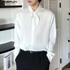 Inderun Tops Style Korean Sens Silk Drape Koszulki Strażne dobrze dopasowane męskie bluzka Solid Mleved S-5xl 240104