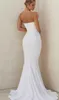 Simple White Satin Mermaid Wedding Dresses Sleeveless Long Sexy Bridal Gowns Pleats Strapless Beach Bride Dress 2024 Summer