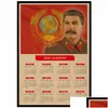 Stickers muraux URSS CCCP Lénine Staline L'Union soviétique Affiche Vintage Peinture Bar Art Papier Kraft 2022 Calendrier Affiches Drop Deliver DHSXM