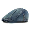 New Spring Summer Newsboy Caps British Washed Denim Cotton Flat Hats for Women Men Sunshade Painter Beret Hats