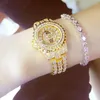 Armbandsur BS Bee Sister 2024 Full Diamond Gold Watch for Women Luxury Elegant Ladies Fashion Silver Crystal Armband Watches