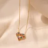 Hänghalsband ins stil multicolor kubik zirkoniumhalsband för kvinnor ihålig hjärta inlagd zirkon 18k guldpläterad smyckesfest