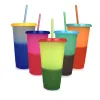 Changing Cup 24oz Plastic Colorful Drinking Tumblers With Lid and Straw Reusable Water Bottle 08 ZZ