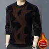 Männer Pullover Hohe Qualität Kontrast Geometrische Druck Elastizität Pullover Männer Slim Fit Rundhals Warme Koreanische Herren Pullover Winter