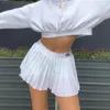 Röcke HOUZHOU Plissee Mini Rock Frauen Elastische Taille A-linie Adrette Sexy Casual Stickerei Tennis Sommer Y2k Mädchen Mode