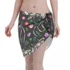 女性の水着セクシーなシフォンパレオスケルトンバットフラワービーチカバーラップサロンスカートドレス水着ビキニアップ