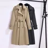 Kvinnliga rockar och jackor Autumn Mid Length Trench Coat Korean Fashion Spring Clothes Women Belt Women Coat Trench Coat for Women 240104