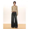 Women's Jeans WCFCX STUDIO Casual Street Wide Leg Vintage Women Loose Denim Pants Autumn Fashion Versatile Straight Treousers