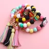 Nya smycken Crucifix Key Chain Candy Color Silicone Pärlor Armband Matchande Tassels Bunny Bag Holiday Gift Easter Silicone-Bead Armband Pendant Keychain 10 Färger