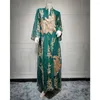 Vêtements ethniques Musulman Abaya Robe Dubaï Ramadan Paillettes Floral Brodé Casual Marocain Longues Robes Maxi Pour Femmes Soirée Jalabiya