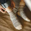 Maden Amekaji Crew Socks Vintage Patterns Winter Mens Knitted Thicken Warm Men Retro Style Fashion For Snow Boots 2023 240103