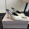 Top quality simple fashion peep toes mules heels Stiletto heel slippers slide calfskin leather Luxury designer sandals womens With box