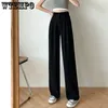 Women's Pants WTEMPO Women Wide Leg High Waist Casual Trousers Loose Fashion Korean Solid Straight Office Autumn Winter Wholesale