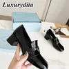 High quality Designer Womens High Heels Luxury Dinner Leather Sandals Fashion Design Casual Muller Shoes Office Girl Bar Shoes for ladys triangle heel YMPR 0025