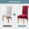 XLサイズベルベットストレッチダイニングチェアスリップカバー8 -Plush Velvet Chair Covers Solid Dining Room Chair Protector Home Decor 240104