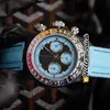 Luxe Rolaxs-horloge Automatisch uurwerk Clean Factory Designer 116595 Quartz chronograaf Damesbinnenkant Zwart gesmeed carbon kast Rainbow Diamond Bezel Nylon Le