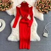 Yuoomuoo Chic Fashion Sexy Rap Hips Cutt Out Out Out Out Out Lengeve Lengeve Knitte Autumn Dress Elegant Lady High Street Bodycon Vestido 240103