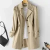 Printemps automne Trench Coat femme coréen simple boutonnage mi-long femmes Trench manteau pardessus 5XL kaki coupe-vent femme 240104