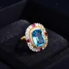 Ожерелья HOYON Haute Couture, ювелирные изделия, подвеска с небесно-голубым топазом, роскошный комплект украшений с бриллиантами, обручальное кольцо, ожерелье