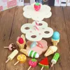 ベビーおもちゃシミュレーション磁気アイスクリーム木製おもちゃのふりをするキッチンフードベイビー幼児おもちゃ誕生日クリスマスギフトラット240104