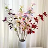 Dekorativa blommor konstgjorda sidenblomma arrangemang vas långa stam orkidéer växt bonsai falska bukett bröllop fest dekor pografi prop