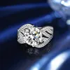 Bagues de cluster 3 carats Moissanite Bijoux pour femmes Zircon Or blanc Rose 925 Sterling Silver Vintage pour Black Friday Offres 2024