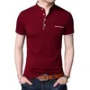 Men's Suits A3361 Summer Short Sleeve T-shirt Stand Collar Solid Slim Men Cotton Tops Tees Plus Size 5XL