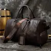 Fashion äkta läder Duffel Bag Big Cow Leather Men Women Affärsrese Black Large Shoulder Bags Weekend Bagage Bags 240104