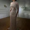 Serene Hill Dubai Arabia Nude Mermaid Long Cape Luxury Evening Dresses Gowns For Women Wedding Party LA72032 240103