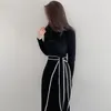 Casual Dresses Thick Designer Warm Winter Woman Solid Korean 2024 Knitted Sweater Dress Women Elegant Office Lady Bodycon Vestidos