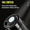 1/2st LED mini -ficklampor, USB -laddningsbar, med COB -sidoljus, zoom, vattentät fackljus, lämplig för camping, vandring, underhåll