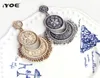 IYOE Jewelry dangle Boho Ethnic Drop Earring Hollow Silver Color Coin Round Dangle Metal Tassel Earrings Women Antique3643883