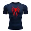 Den korta ärmens t-shirt Summer Breattable Quick Dry Sports Top Bodybuilding Track Suit Compression Shirt Fitness Men 240106