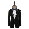 Men's Suits Slim Fit Flat Black Suit Stage Performance Presenter Dress Jacket Unique Blazer Fashion