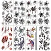 Ärr Snake Spider Scorpion Animal Water Transfer Waterproof Tattoo Sticker Spoof Horror Set