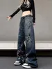 Damesjeans Harajuku Graffiti Gedrukt Streetwear Nijlpaard Baggy Esthetische Grunge Vintage Hoge Wasit Wijde Pijpen Broek Koreaanse Y2k Broek