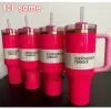 US warehouse PINK Parade 40oz Quencher H2.0 Mugs Cups camping travel Car cup Stainless Steel Tumblers Cups Silicone handle 4 HRS HOT 7 HRS COLD 20 HRS ICED i0102