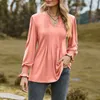 Women's Blouses Women Solid Long Sleeve Blouse Puff V-Neck Loose Tunic Spring Vintage Temperament Shirts Elegant Business Undershirts